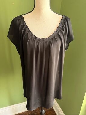 Joe Fresh Black Scoop Neck Short Sleeve Blouse